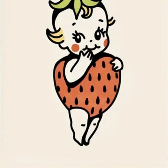 12"x8" Vintage Style Strawberry Kewpie Doll Unframed Canvas Art Print New - Picture 3 of 3